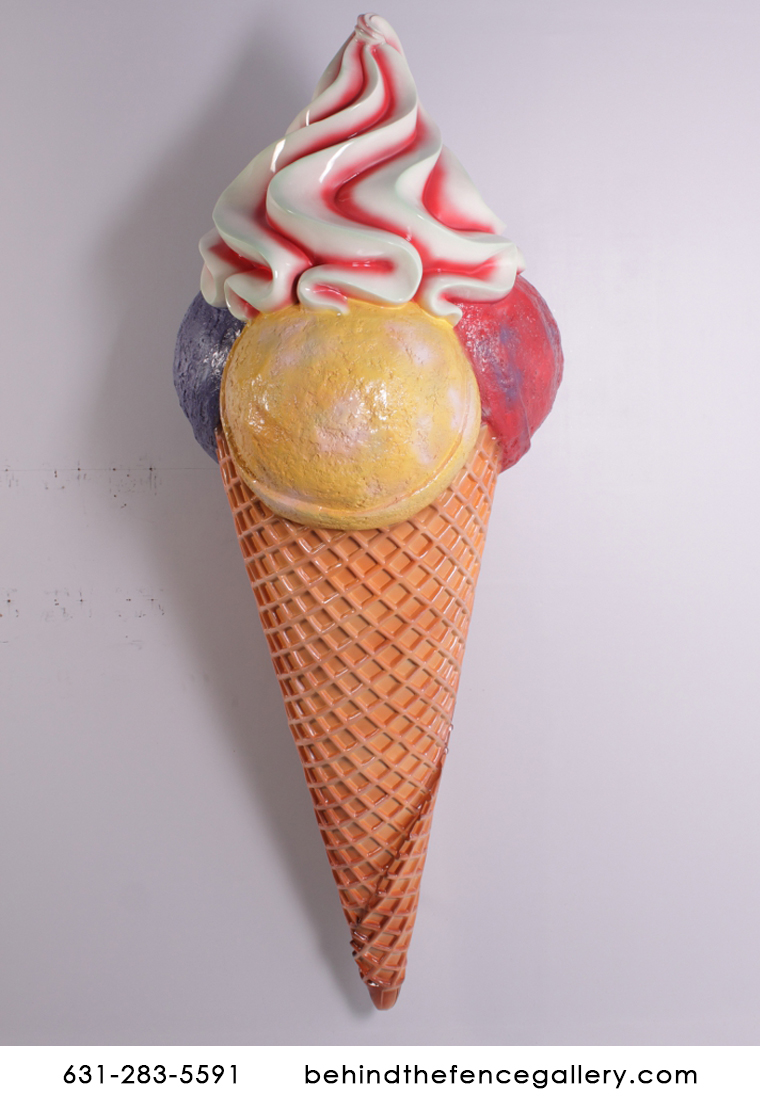 Giant Ice Cream Cone Wall Mounted Statue