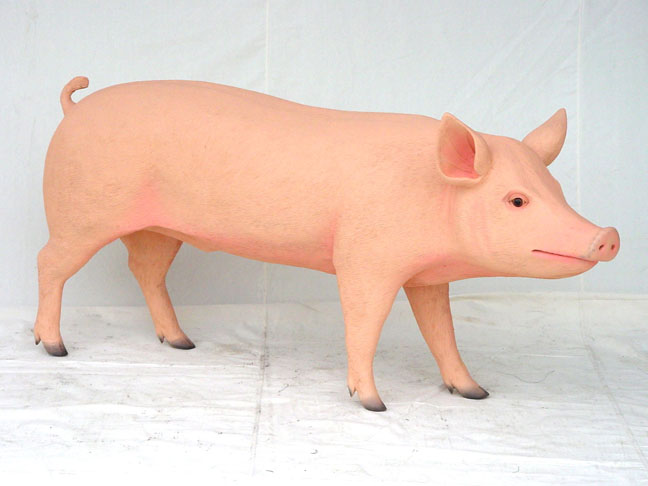 Life-Sized Fiberglass Pink Pig