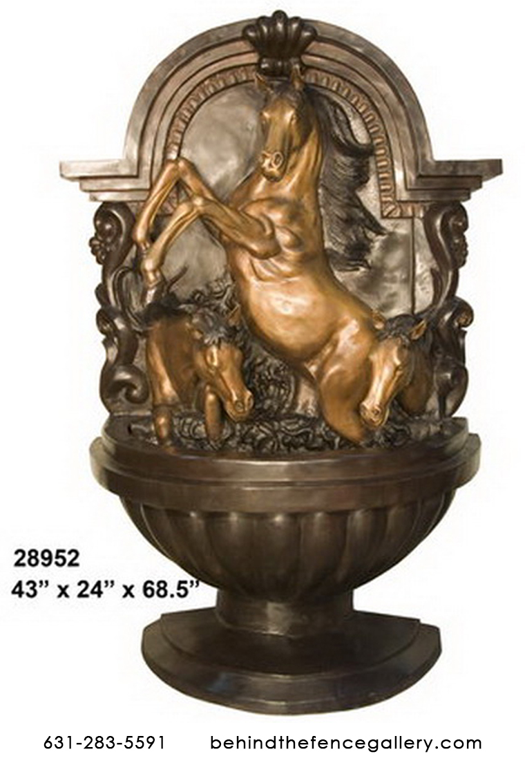 Bronze Three Horse Equestrian Outdoor Fountain