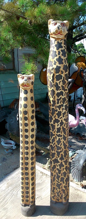 Cheetah Wood Statue (Set) - Click Image to Close
