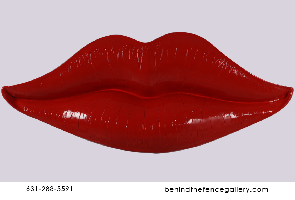 Wall Mounted Dark Red Lips Statue - Click Image to Close