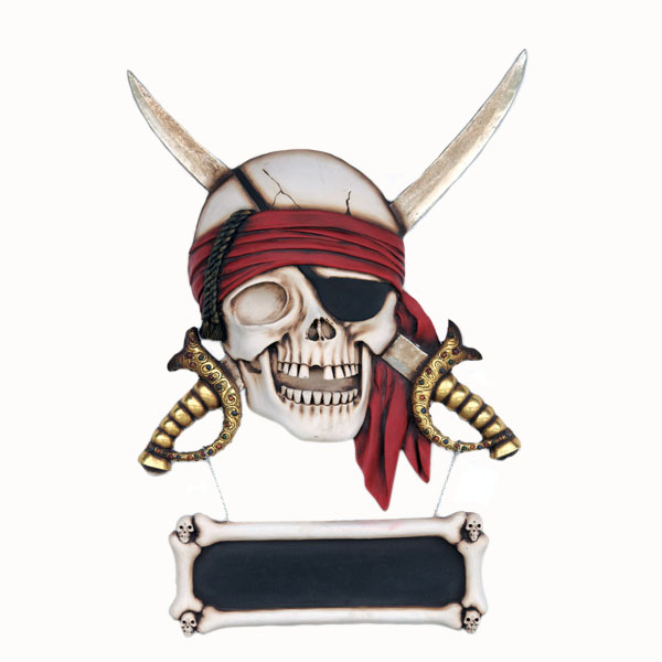 Pirate Skull with Sword wall sign - Click Image to Close