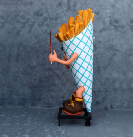 6 ft. Tall French Fry Man Statue with Sign