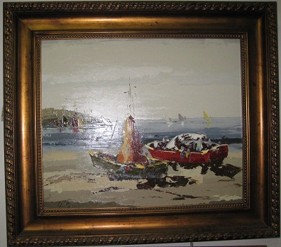 Oil Painting-Boats, Impressionistic style