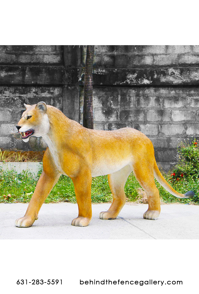 Life Size African Lioness Walking Statue Decor