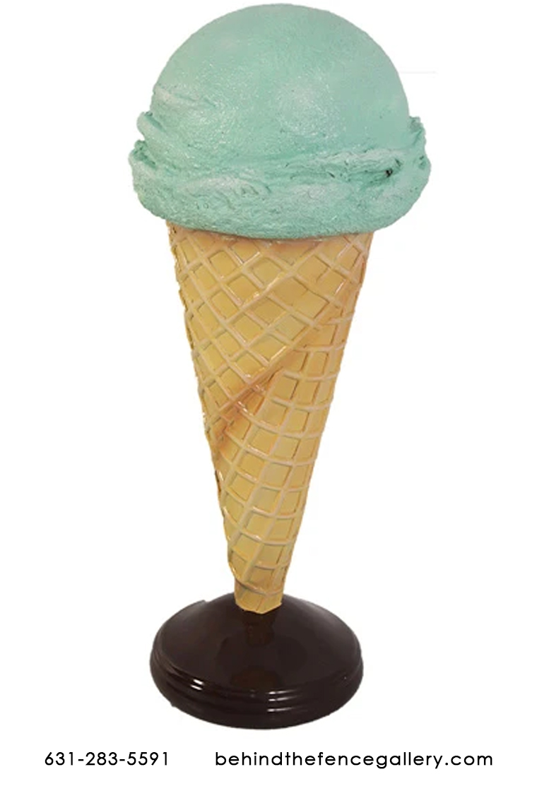 Mint Hard Scoop Ice Cream Cone Statue