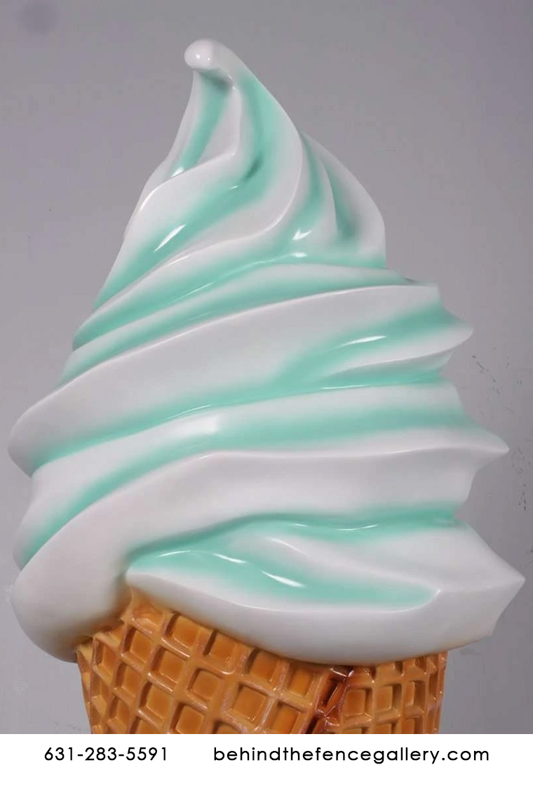 Giant Mint Vanilla Swirl Soft Serve Ice Cream Cone Statue