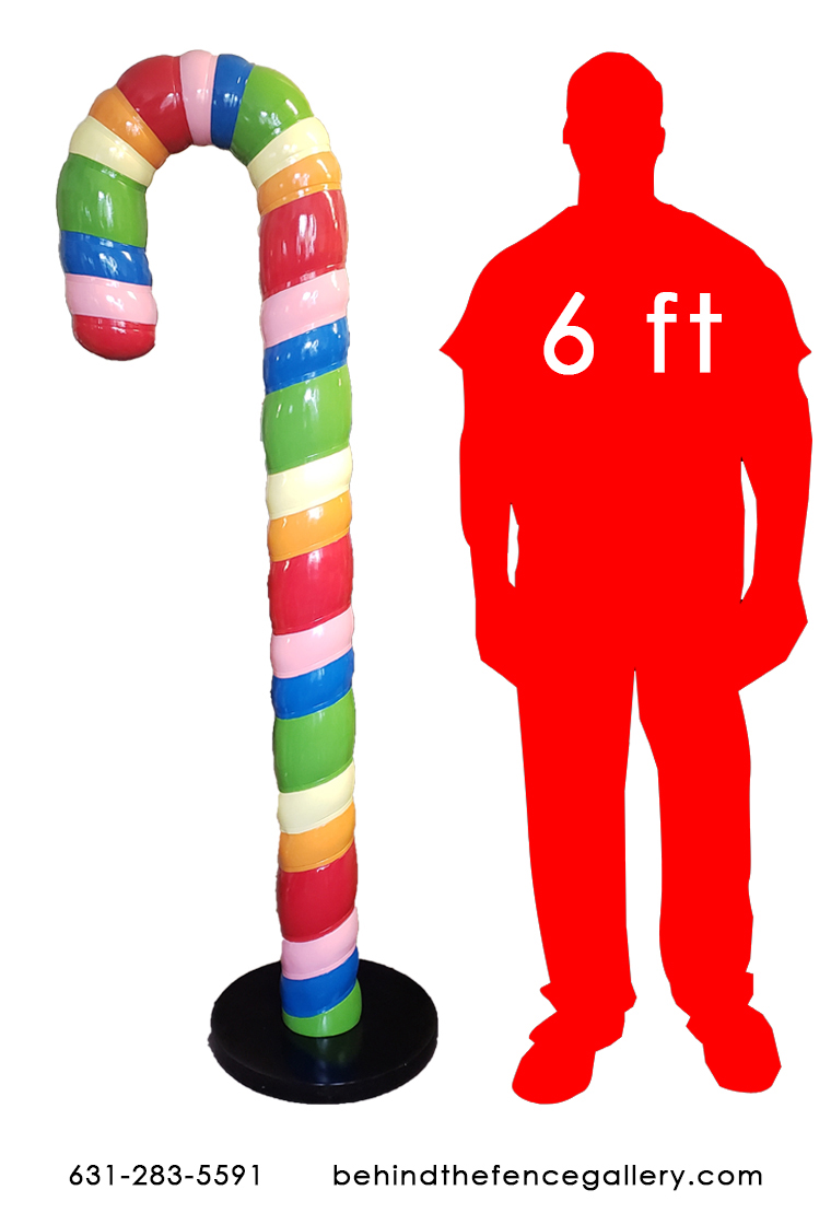 6 FT. Tall Rainbow Candy Cane with Base