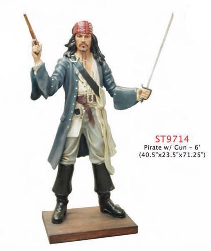 Pirate Statue Pirate Captain Statue with Gun 6FT Captain Statue with Gun 6' 