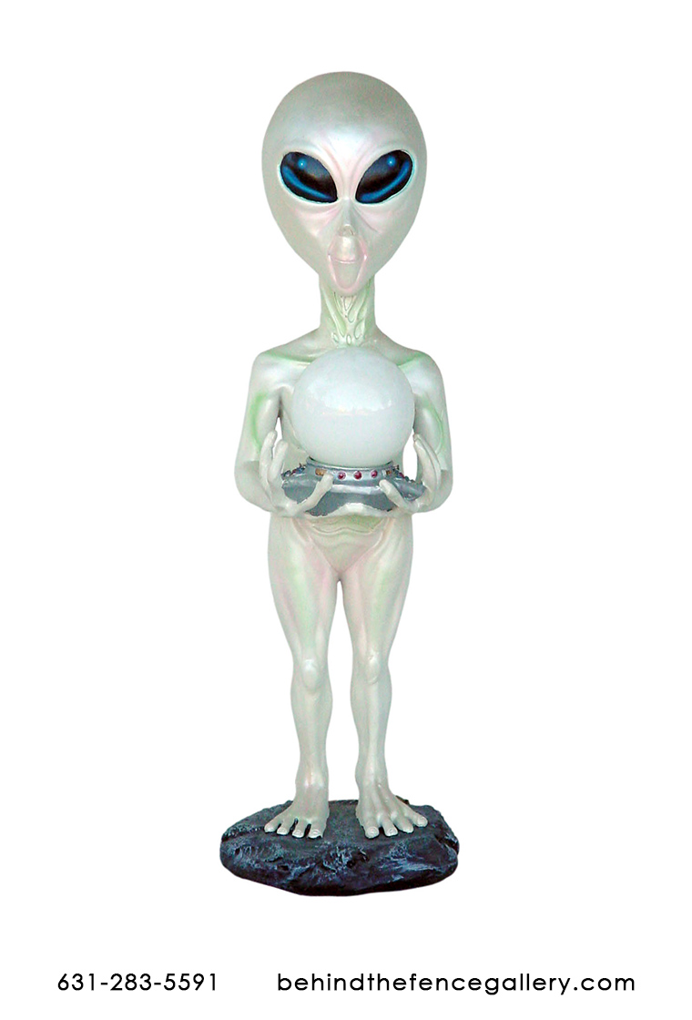 Alien Holding Lamp Statue