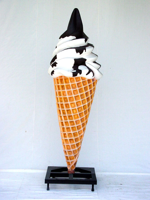 Soft Twist Ice Cream Cone on Metal Base - Click Image to Close