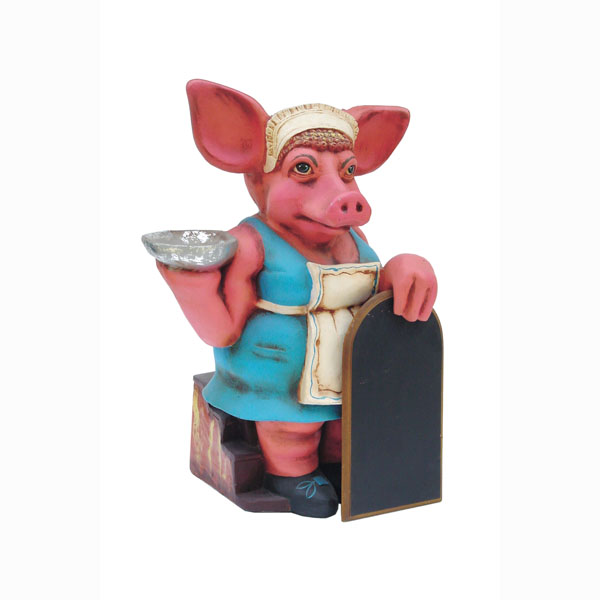Pig Lady with Menu Board