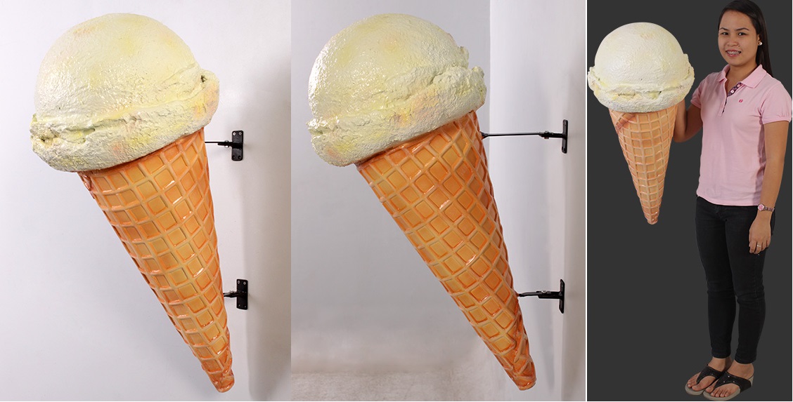 Hard Vanilla Ice Cream Cone - Hangs on Wall