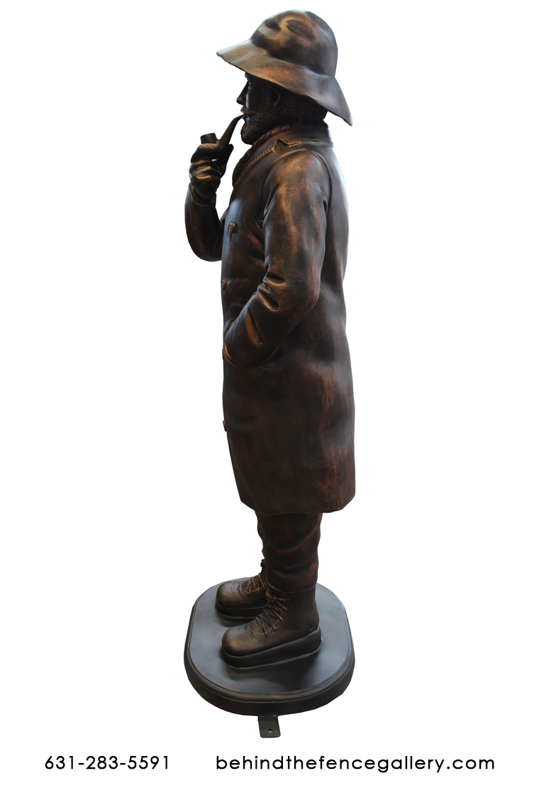 Jer's Fisherman: 4ft Tall Fisherman Statue in Bronze Finish