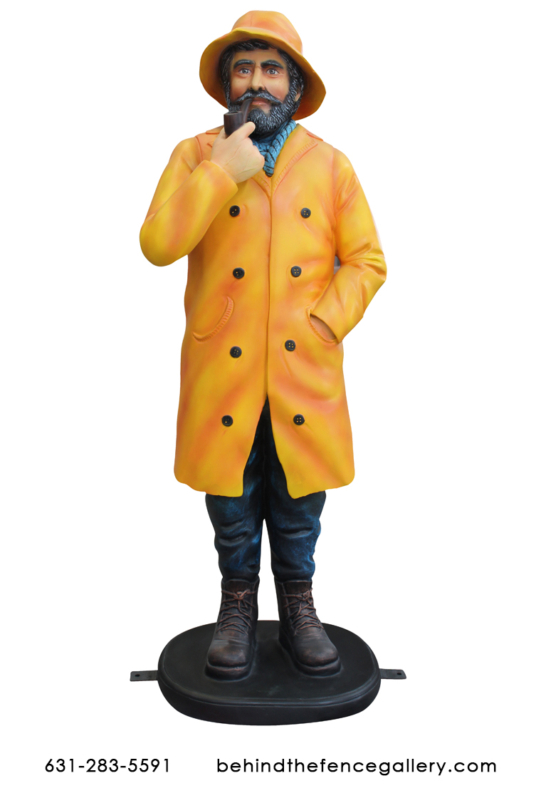 Jer\'s Fisherman 4ft Tall Raincoat Fisherman Statue
