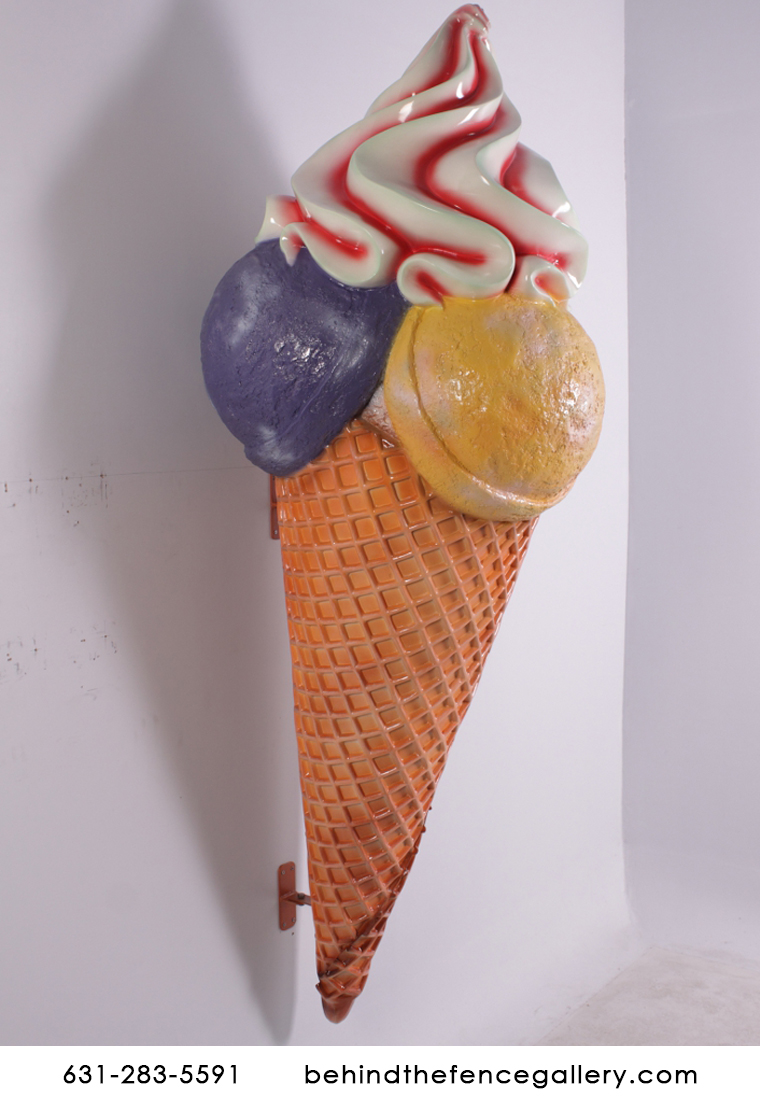 Giant Ice Cream Cone Wall Mounted Statue - Click Image to Close