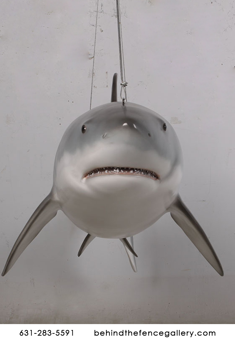 Hanging Great White Shark Statue - Click Image to Close
