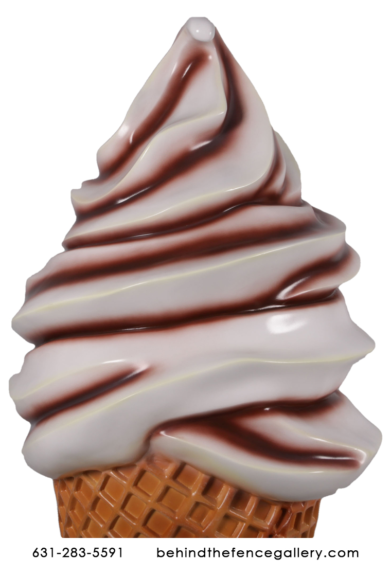 Giant Chocolate Vanilla Swirl Soft Serve Ice Cream Cone Statue - Click Image to Close