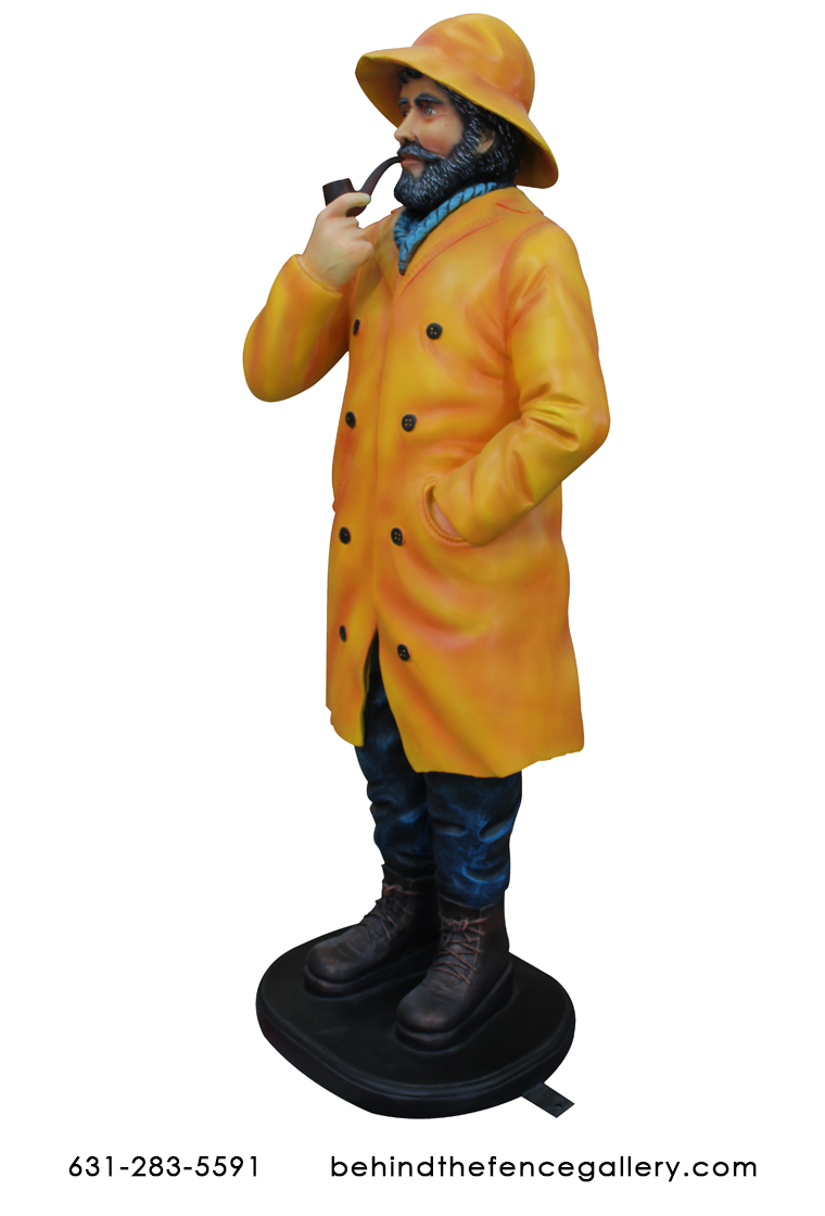 Jer's Fisherman 4ft Tall Raincoat Fisherman Statue - Click Image to Close