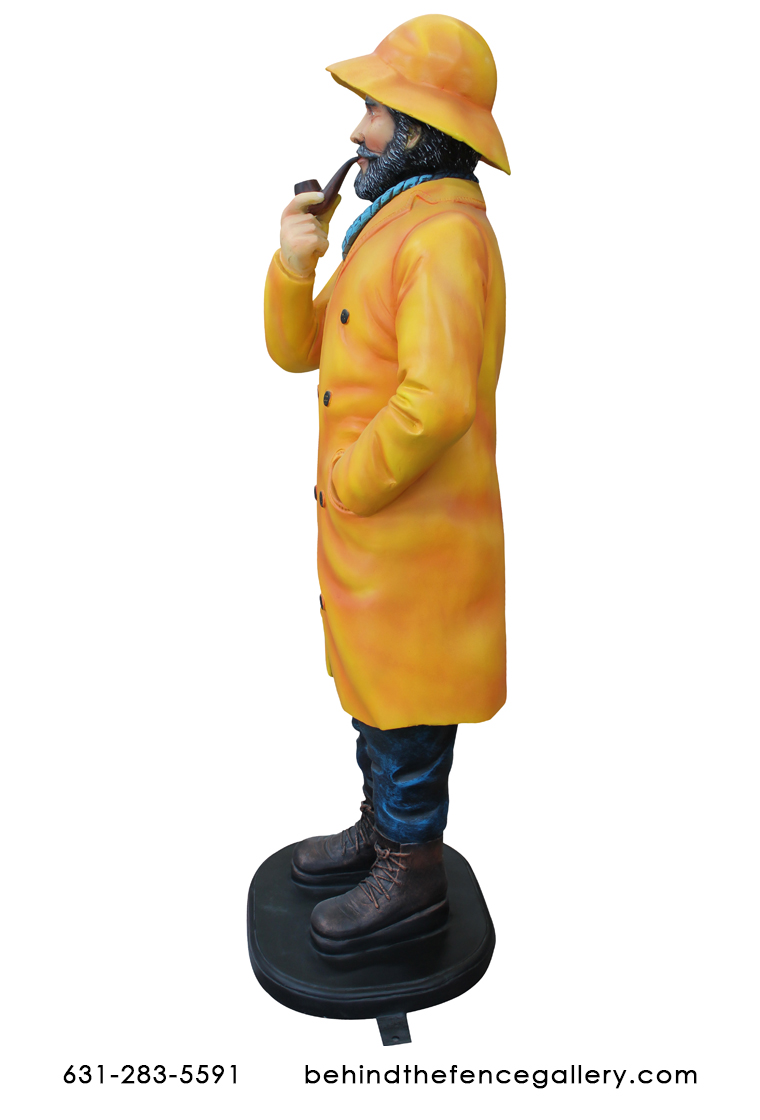 Jer's Fisherman 4ft Tall Raincoat Fisherman Statue - Click Image to Close