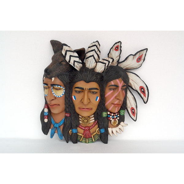 3 Faces Indian Warrior Heads