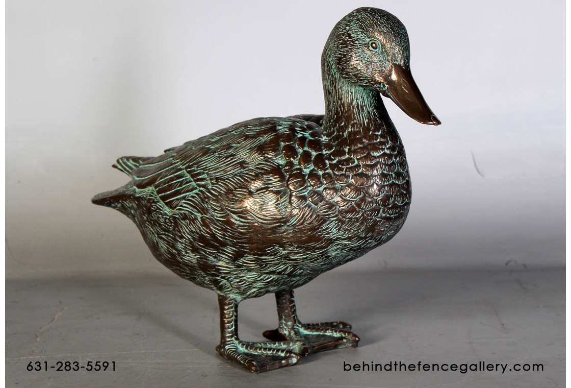 Male Mallard Duck Statue in Greenish Bronze Finish