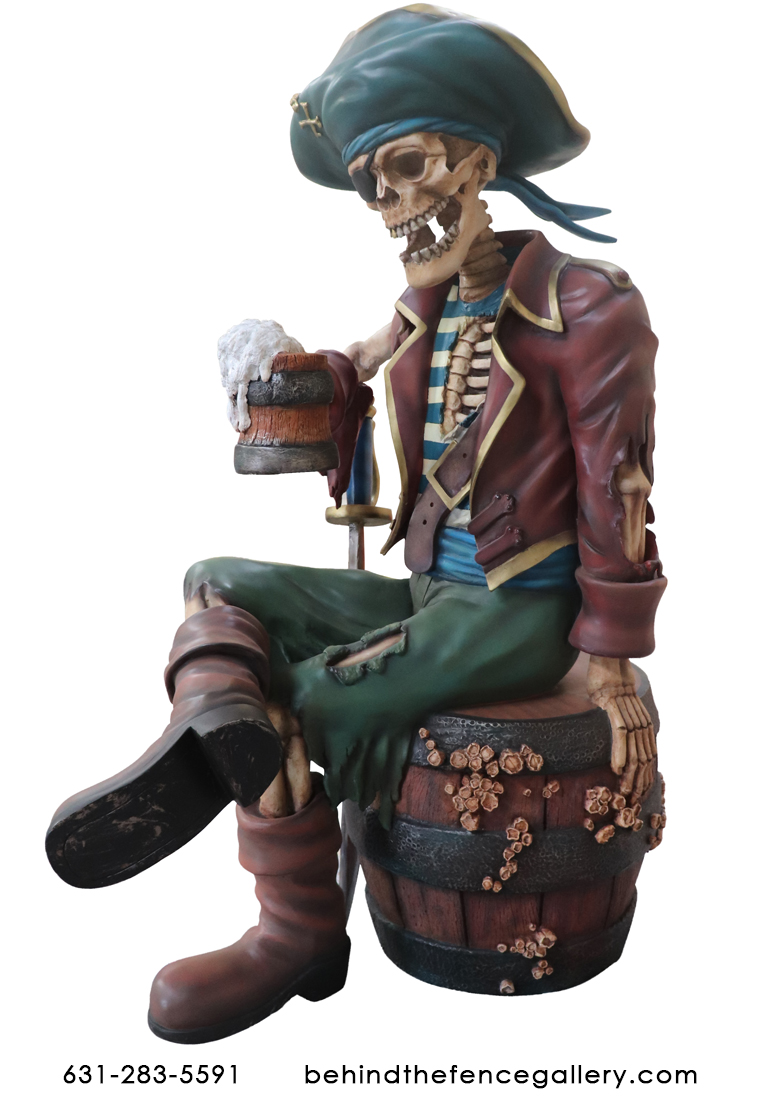 Eternal Pirate Skeleton With Beer Undead Life Size Statue