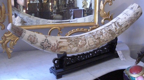 Tusk with Chinese Carving 40\"