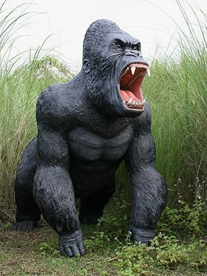 Yelling SilverBack Gorilla Statue