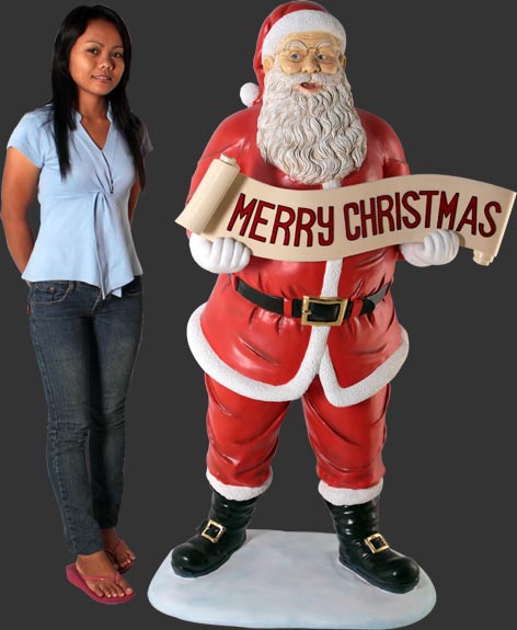 Santa with Christmas Banner 5 ft. - Click Image to Close