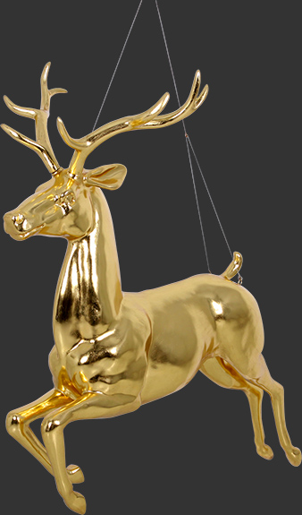Hanging Gold Reindeer - Click Image to Close