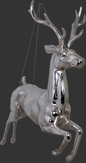 Silver Hanging Reindeer - Click Image to Close