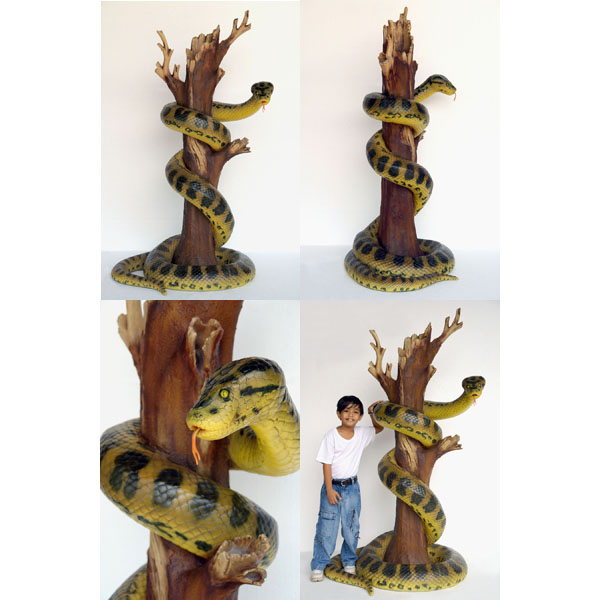 Large Anaconda In Tree Statue - Click Image to Close