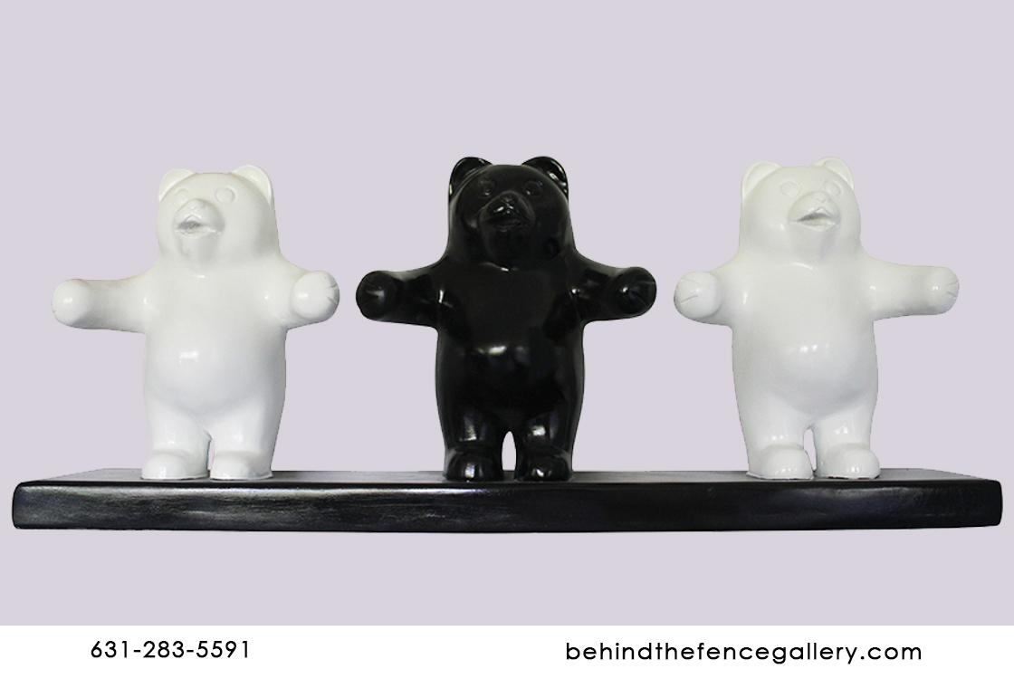Black and White Gummy Bear Trio Wall Mount Statue