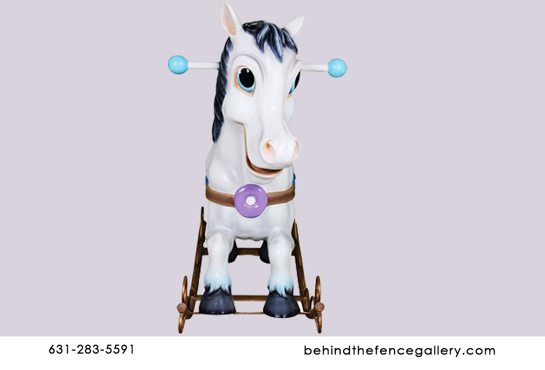 Cartoon White Rocking Horse Statue