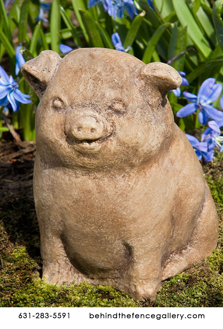 Cast Stone New Born Chubby Piglet Sculpture
