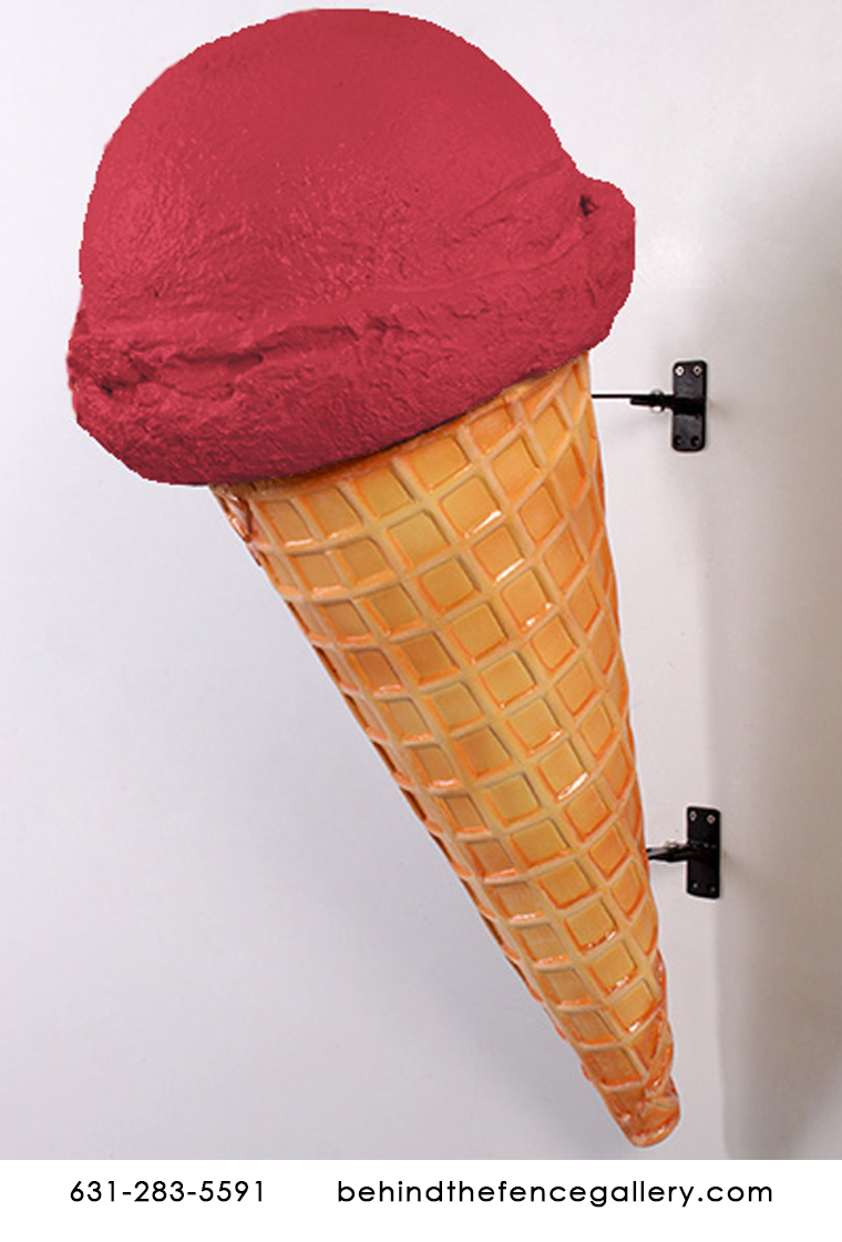 Cherry Hard Scoop Wall Mounted Ice Cream Cone Statue