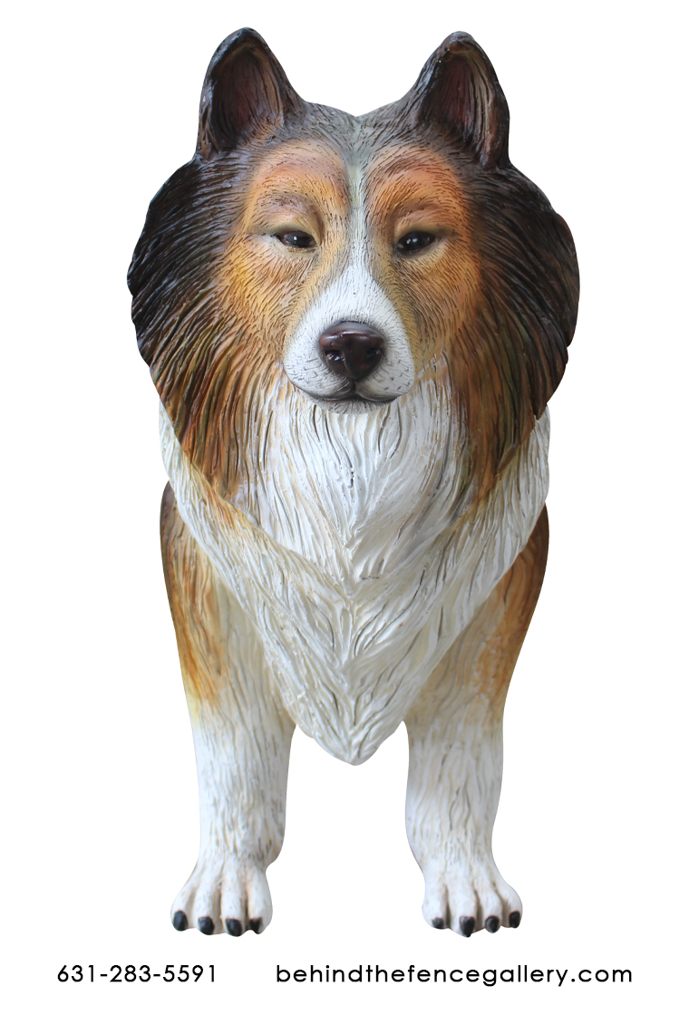 Life Size Rough Collie Dog Statue