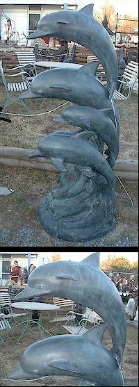 Bronze Four Dolphins Jumping Fountain Sculpture