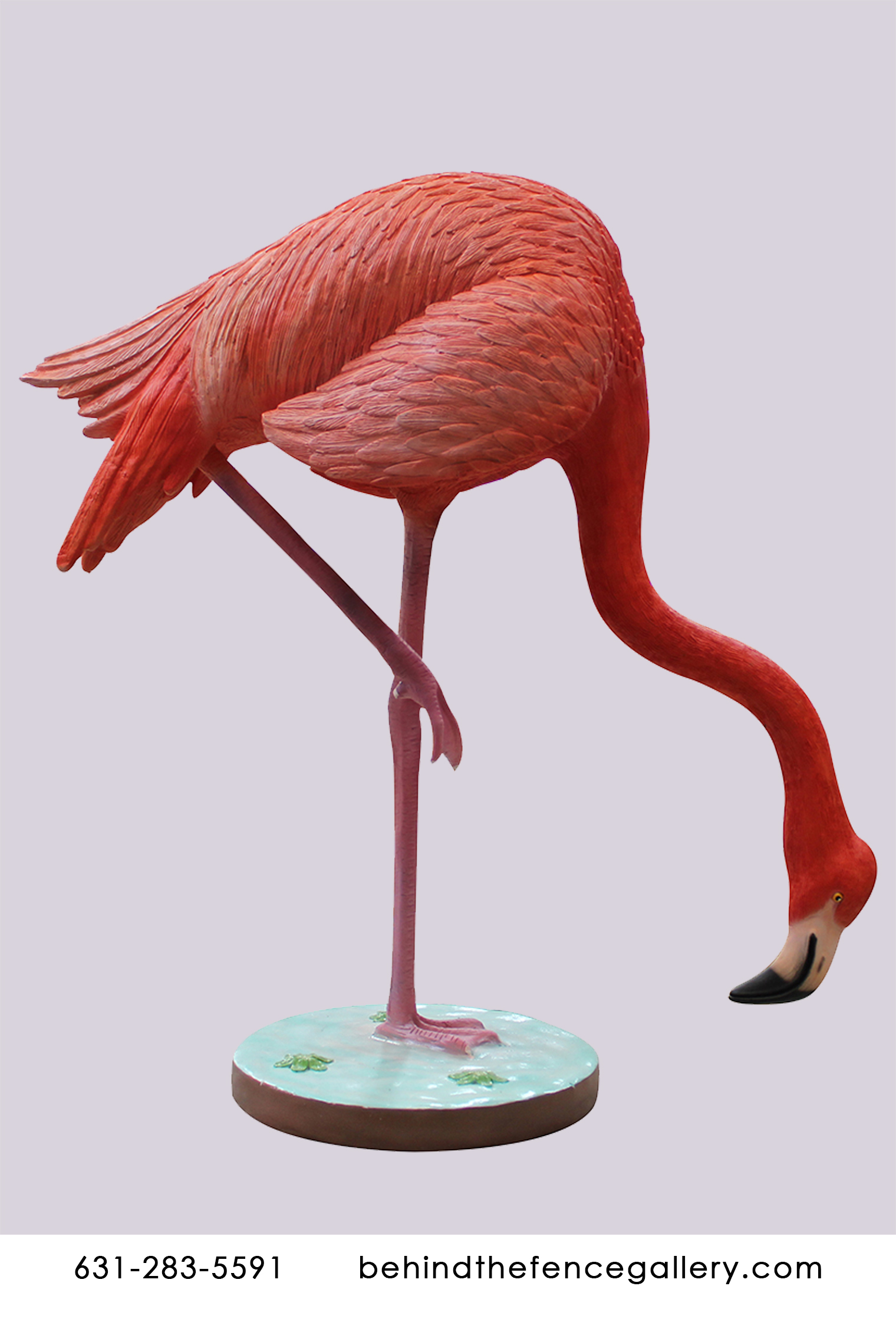 Flamingo Head Down on Base Statue