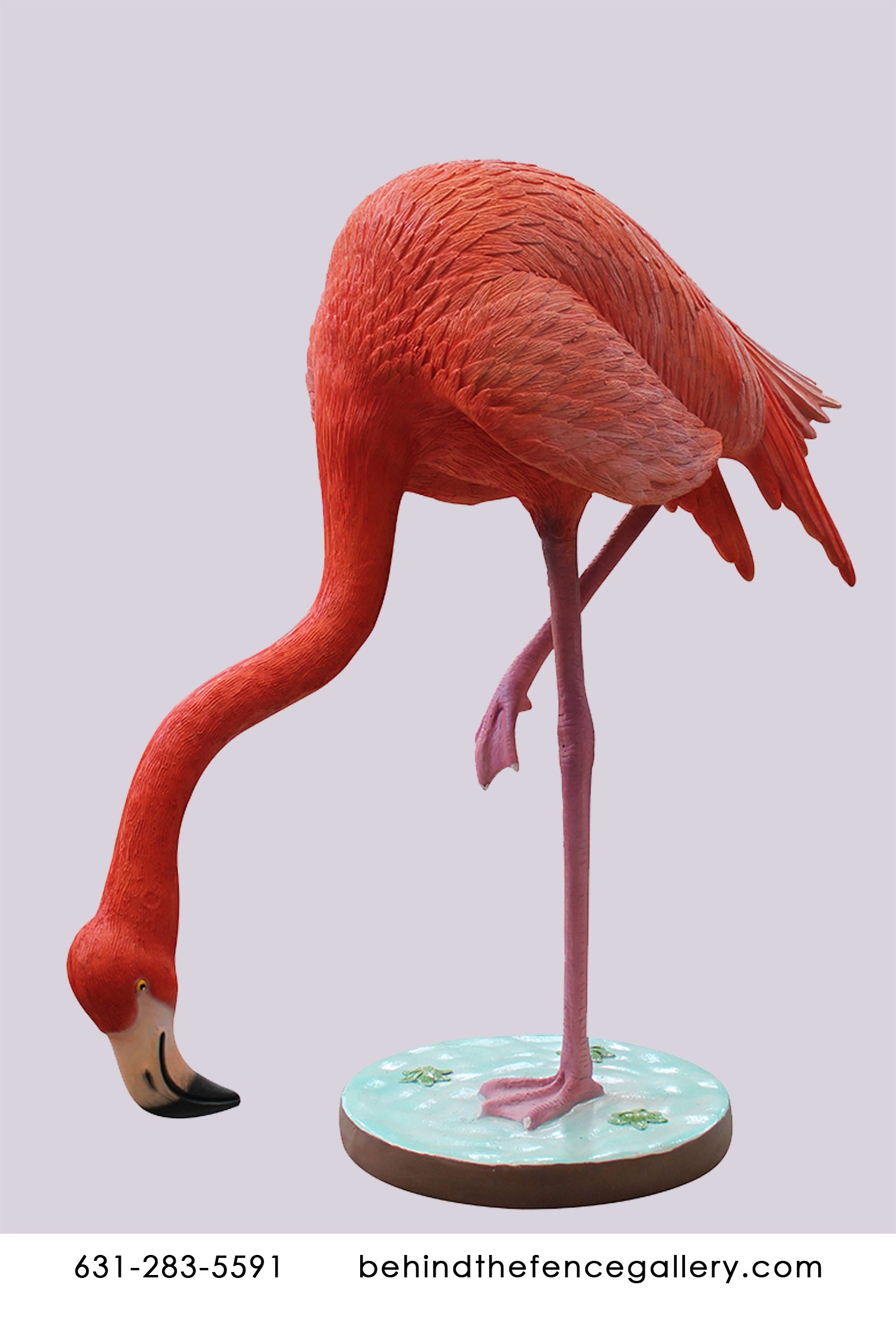 Flamingo Head Down on Base Statue