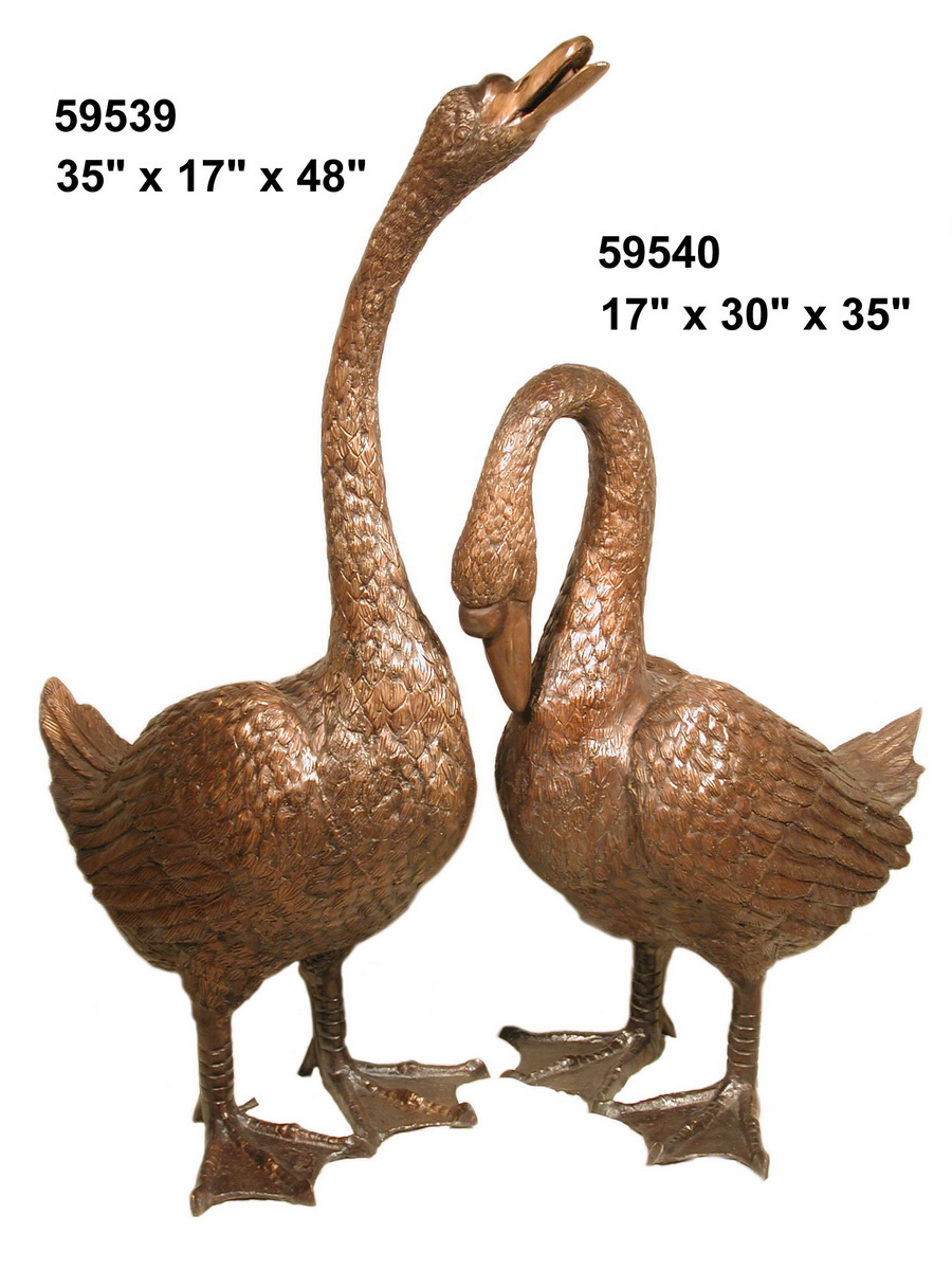 Life Size Bronze Pair of Geese - Click Image to Close