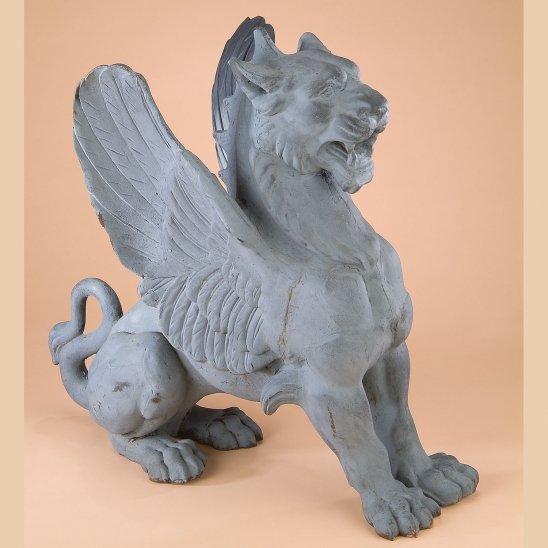 Cast Iron Winged Griffin Guard Statues