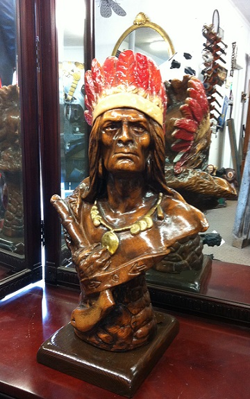 Wooden Indian Bust 23'' - Click Image to Close