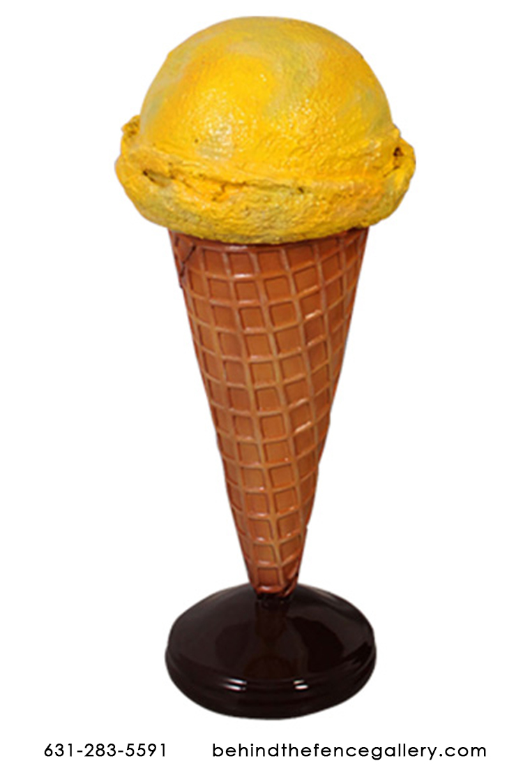 Lemon Hard Scoop Ice Cream Cone Statue