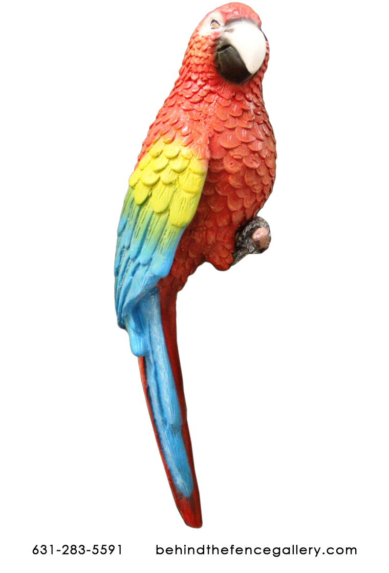 Perched Life Size Scarlet Macaw Statue - Click Image to Close