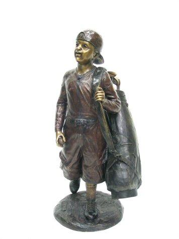 Bronze Boy carrying a Golf Bag