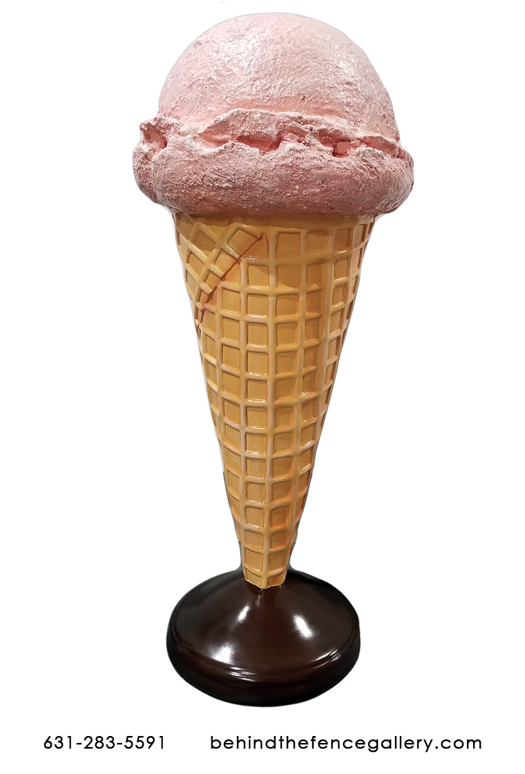 Strawberry Hard Scoop Ice Cream Cone Statue - Click Image to Close