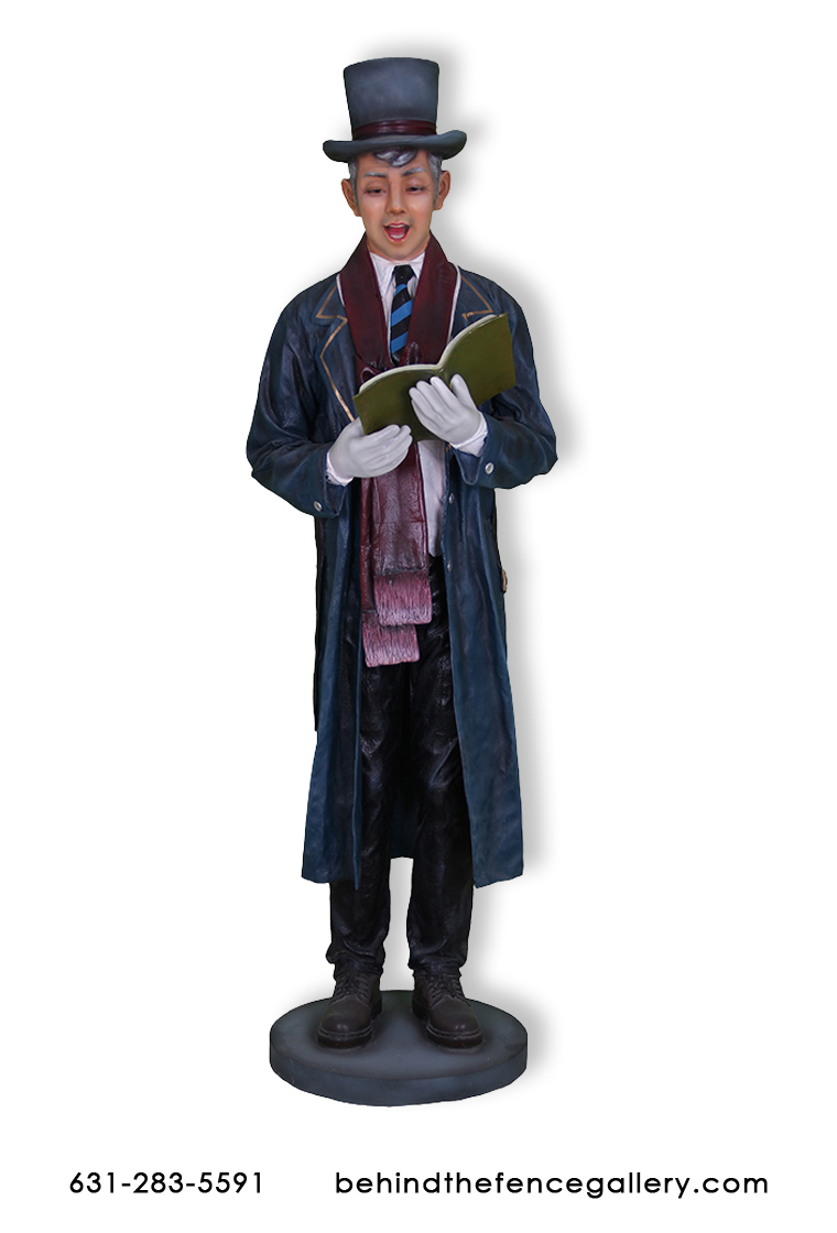 Christmas Caroler Man Statue