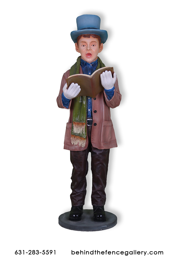 Christmas Caroler Boy Statue